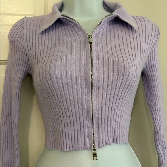 Forever 21 Lavender Ribbed Zip-Up Shirt - Picture 3 of 5